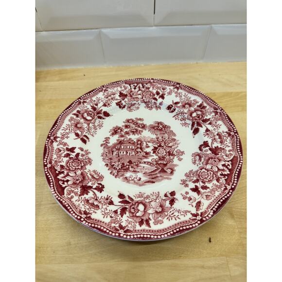 Tea Cups Red Pink Royal Staffordshire England Alfred Meakin TONQUIN TRIO rare - Picture 8 of 8